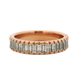 Solid 14kt Rose Gold Baguette Cut CZ Half-Eternity 4.4mm Band Ring Size 6.5