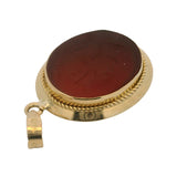 Vintage Italian Solid 18kt Yellow Gold Carnelian Intaglio Soldier Pendant Charm