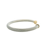 David Yurman 925 Sterling Silver and 14kt Yellow Gold Classic Cable Bracelet 7"