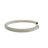 David Yurman 925 Sterling Silver Prasiolite and Diamond 5mm Cuff Bracelet 6.5"