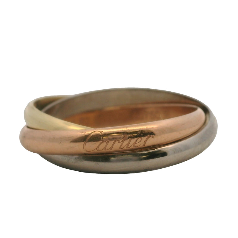 Cartier Solid 18kt 750 Yellow Rose and White Gold Small Model Rolling Trinity Ring Size 10 62
