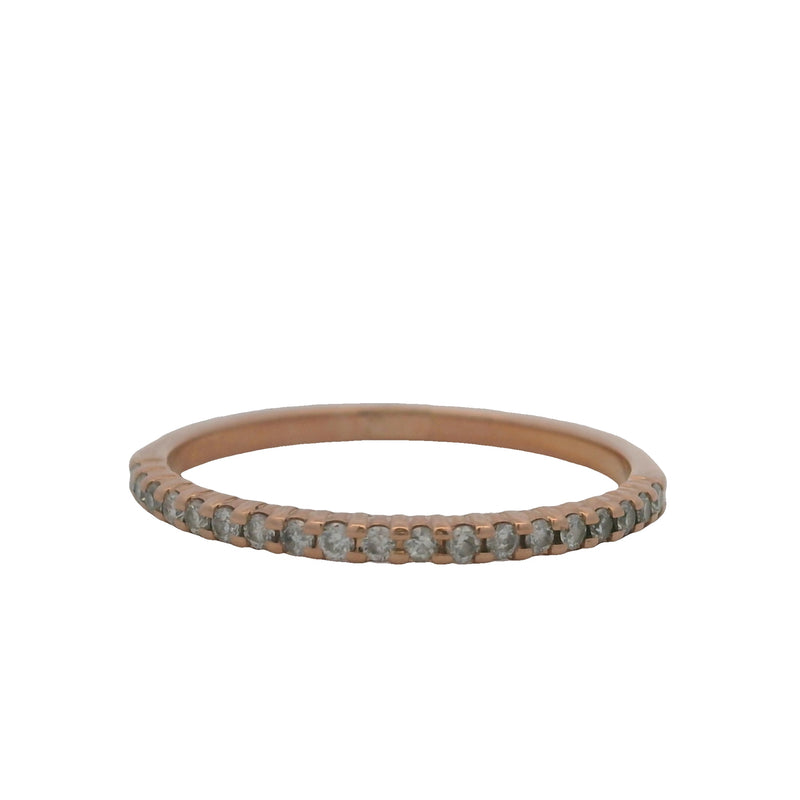 Solid 10kt Rose Gold and Diamond Thin 1.6mm Half-Eternity Band Ring Size 7