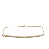 Solid 18kt Yellow Gold and Diamond Thin Bar 6.75" Small Paperclip Chain Bracelet