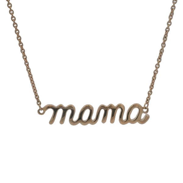 Solid 18kt Rose Gold "Mama" Script 18" Adjustable Chain Necklace