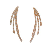 Solid 14kt Rose Gold and Diamond 3-Tier Ear Climber Wing Hook Earrings