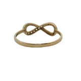 Solid 14kt Yellow Gold and Cubic Zirconia Infinity Symbol Ring Size 6.5