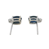 Solid 14kt White Gold Oval Natural Sapphire and Diamond Stud Earrings