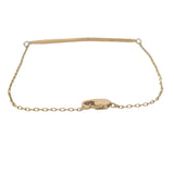 Solid 18kt Yellow Gold and Diamond Thin Bar 6.75" Small Paperclip Chain Bracelet