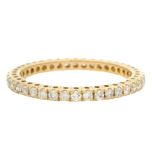 QCD Quality Color Design14kt Solid Yellow Gold and Diamond Eternity Stackable Wedding Band Size 7 Ring
