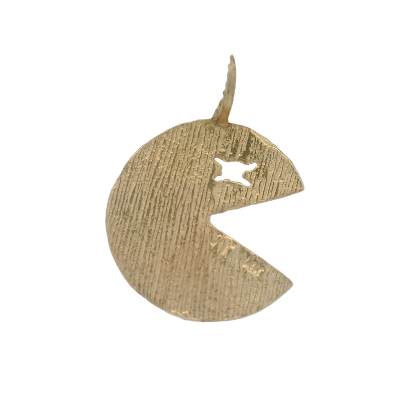 Colgante con dije de Pac-Man facetado en oro amarillo macizo de 14 kt