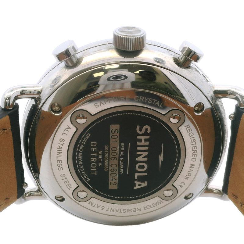 Shinola Canfield Sport 45mm Chronograph Watch S0120089889 Black Dial Steel Watch