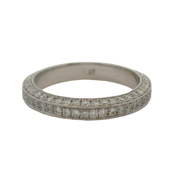 Vintage Platinum and 1.3ctw Diamond 3-Sided Eternity Band Wedding Stackable Ring Size 5.75