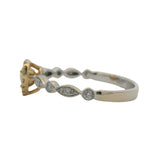 Modani Solid 18kt 2-Tone Gold Fancy Yellow Heart Diamond Solitaire with Accent Diamonds Size 8
