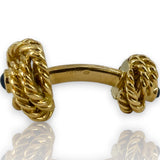 Vintage 1960s Tiffany & Co Solid 18kt Yellow Gold Lab Sapphire Cabochon Knot Double-Sided Cufflinks