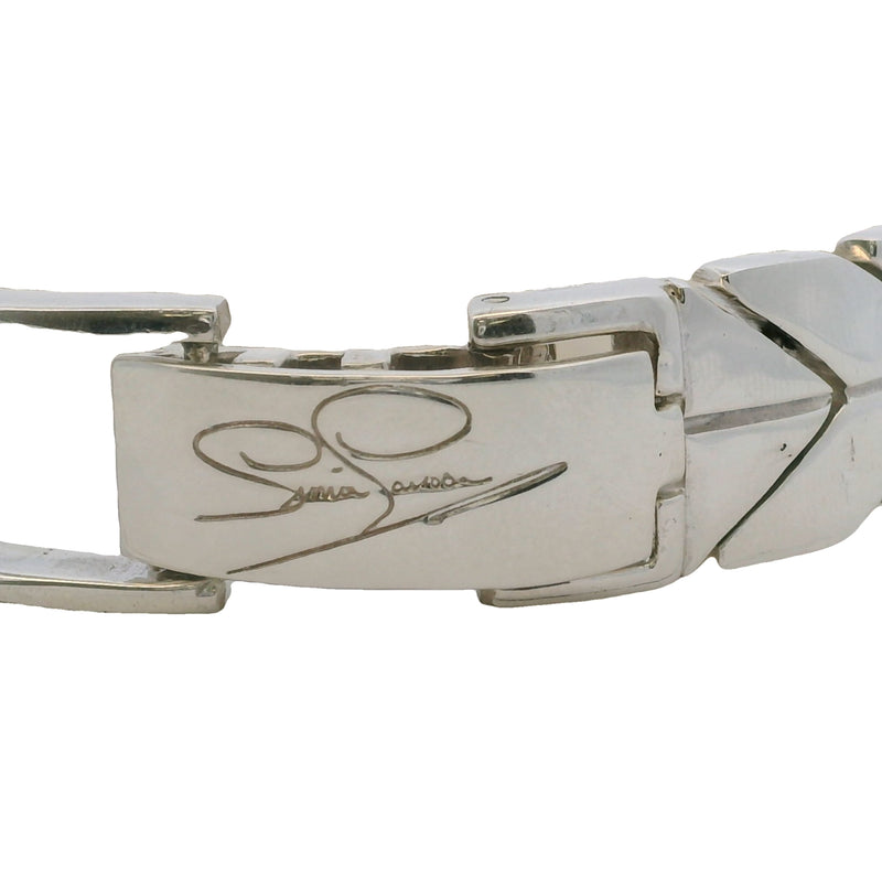 Sima P 925 Sterling Silver Large Herringbone Pattern Chain Heavy 72g 7" Bracelet