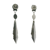 925 Sterling Silver and Turquoise Native American Feather Drop/Dangle 2.8" Earrings