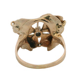 Antique Mid-Victorian 14kt Yellow Gold Lucky 4-Leaf Clover Old Mine Diamond Ring Size 9.5