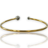 Two-Tone 18kt 0.15ct Diamond Halo Flexible 6" Cuff Bracelet Stamped Ed