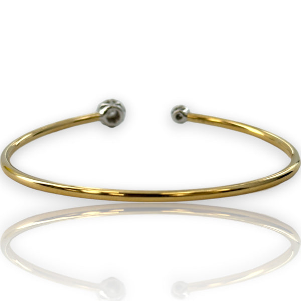 Two-Tone 18kt 0.15ct Diamond Halo Flexible 6" Cuff Bracelet Stamped Ed
