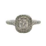 Tiffany & Co Solid Platinum Soleste 0.41ct Cushion-Cut Diamond Halo Engagement Ring Size 6