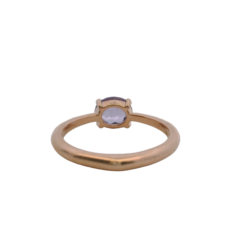 Ponte Vecchio Gioielli Solid 18kt Rose Gold and Fancy-Cut Amethyst Ring with Accent Diamonds Size 7 Made In Italy