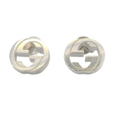 Gucci Solid 925 Sterling Silver Interlocking G Logo Stud Earrings