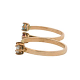10kt Yellow Gold Double 2-Finger Wrap Ring with Blue White CZ Lab Ruby Size 10