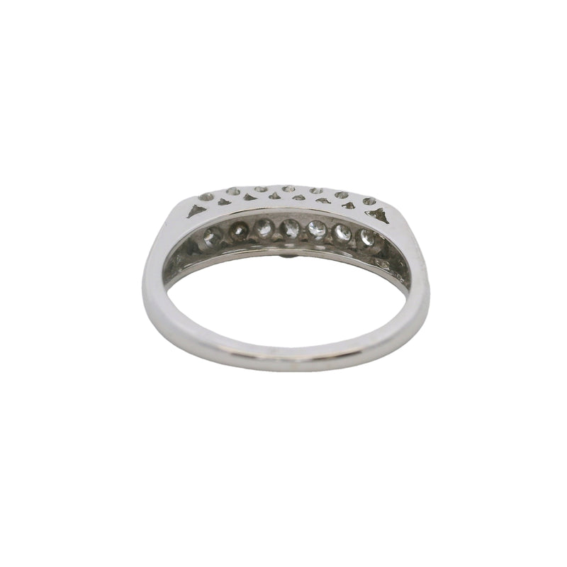 Vintage 1950s 14kt White Gold and 2-Row of Diamonds Wedding Band Ring Size 5