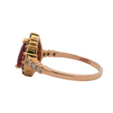 Solid 14kt Rose Gold Pear Cut Natural 1ct Ruby Ring with Diamond Halo Size 7