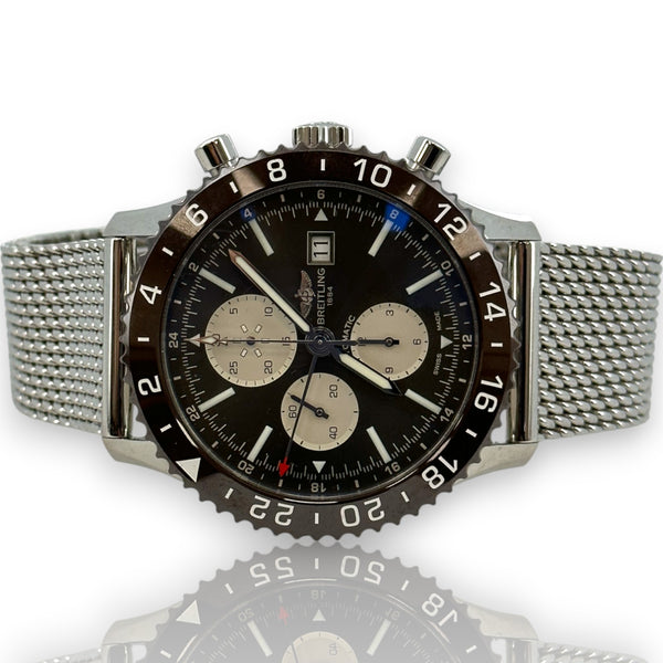 Breitling Chronoliner Y24310 46mm Steel Watch Brown Bezel Watch B&P 2017