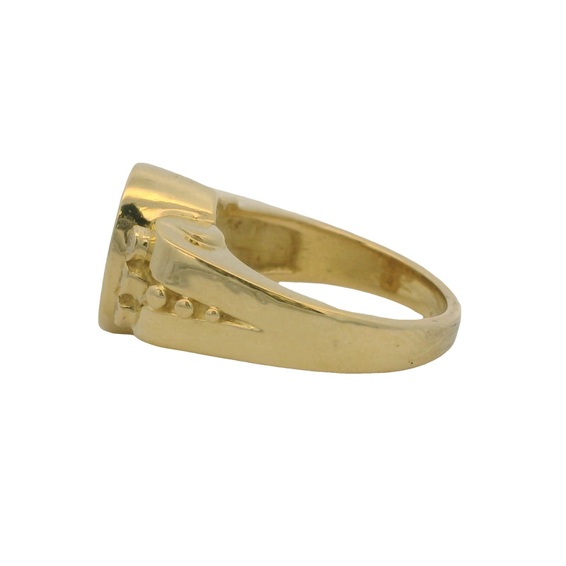 Seidengang Classic Collection Solid 18kt Yellow Gold Cherub Angel Motif Ring with 6 Accent Diamonds Size 6