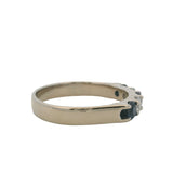 Kuber Solid 14kt White Gold Alternating 0.40ctw Diamond and Sapphire Wedding Band Ring Size 9.5