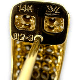 LeVian Signed 14k Yellow Gold Solid Cognac Chocolate Diamonds Accent White Diamonds Omega Back Cuff Style Stud Earrings
