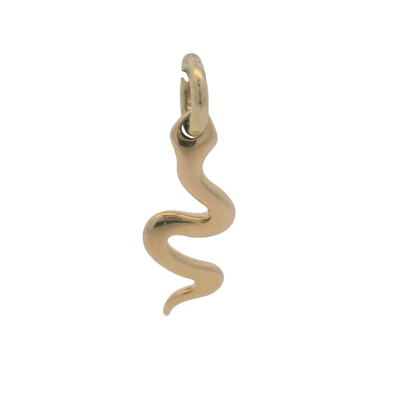 Vintage Italian Solid 14kt Yellow Gold Small Snake Necklace Pendant Charm