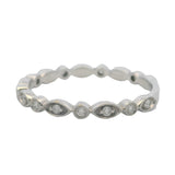 Solid 18kt White Gold and Diamond Scalloped Milgrain Alternating Shapes Ring Band Size 5.75