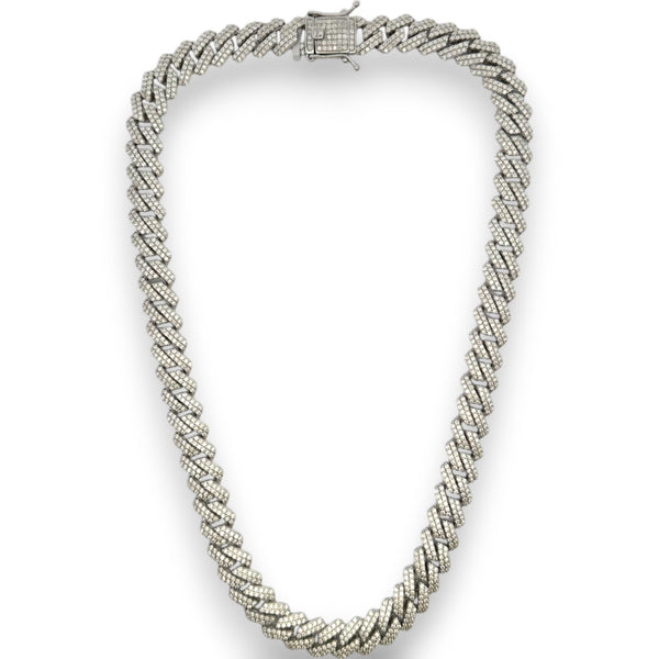 Miami Cuban Link Chain Iced Hip Hop 925 Silver Necklace Moissanite 18" 10mm Cert
