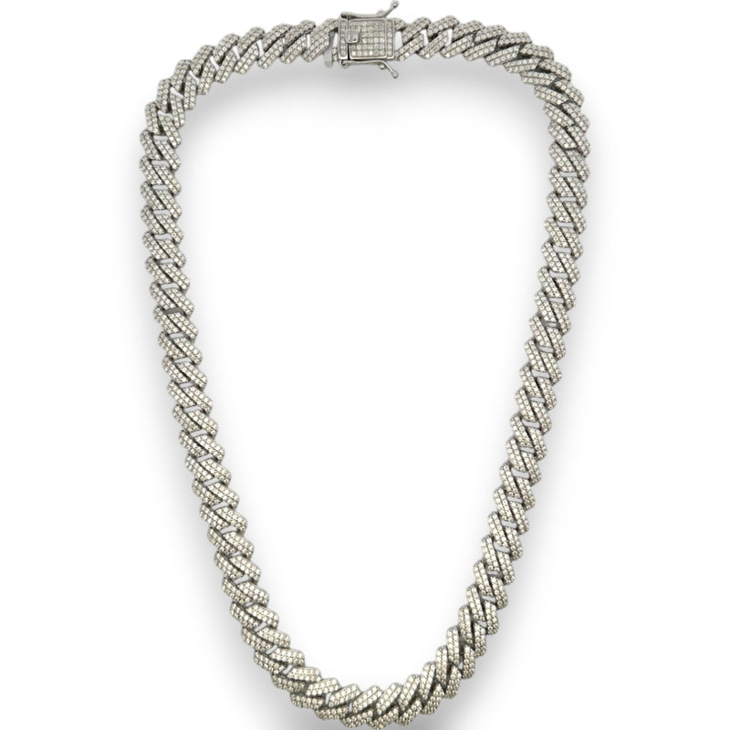 Miami Cuban Link Chain Iced Hip Hop 925 Silver Necklace Moissanite 18" 10mm Cert