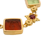 Tagliamonte Italian 18kt Yellow Gold Venetian Glass Animal Intaglio and Ruby 8.25" Bracelet