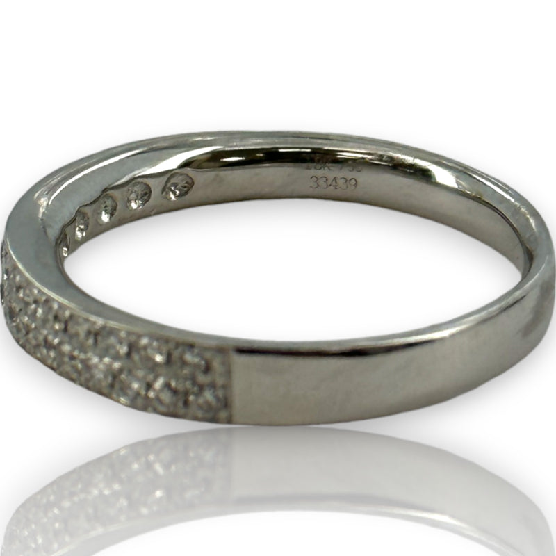 18kt White Gold Half Eternity 3.3mm Wedding Band with Two Rows of Diamonds