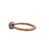 Ponte Vecchio Gioielli Solid 18kt Rose Gold and Fancy-Cut Amethyst Ring with Accent Diamonds Size 7 Made In Italy