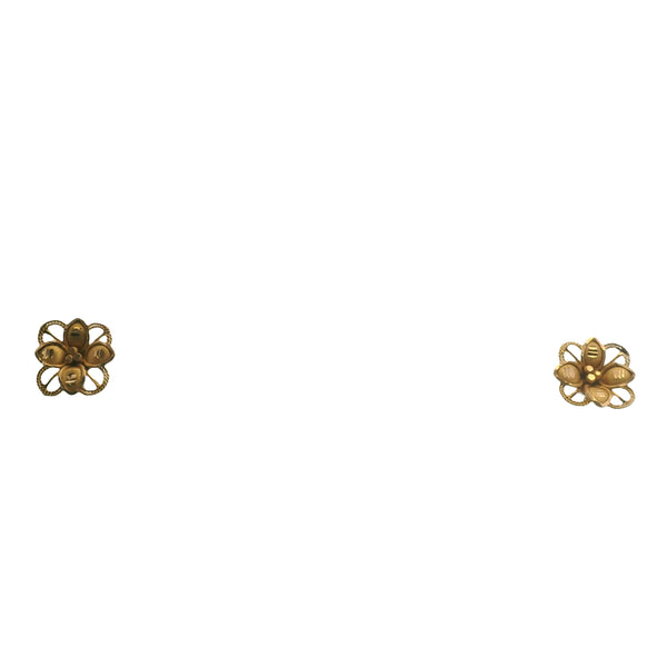 Solid 18kt Yellow Gold Floral Threader Flower 9.4mm Earrings