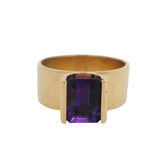Vintage Skalet Solid 14kt Yellow Gold Tension-Set Amethyst Solitaire Cocktail Ring 9