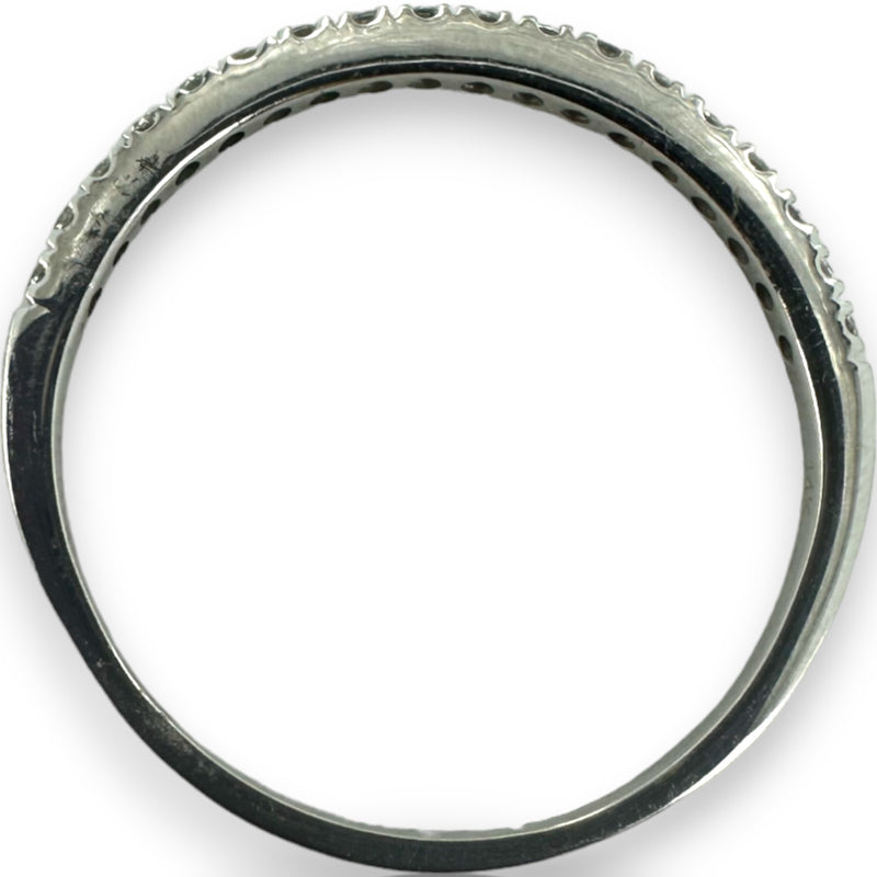 Alianza de boda apilable de media eternidad con diseños únicos en oro blanco de 14 kt y diamantes, talla 11