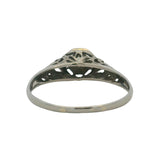 Antique 1920s Solid 14kt White Gold Small Diamond Solitaire Filigree Ring Size 5.75