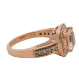 Le Vian Solid 14kt Rose Gold Pink Morganite and Diamond Halo Cocktail Fashion Ring Size 7