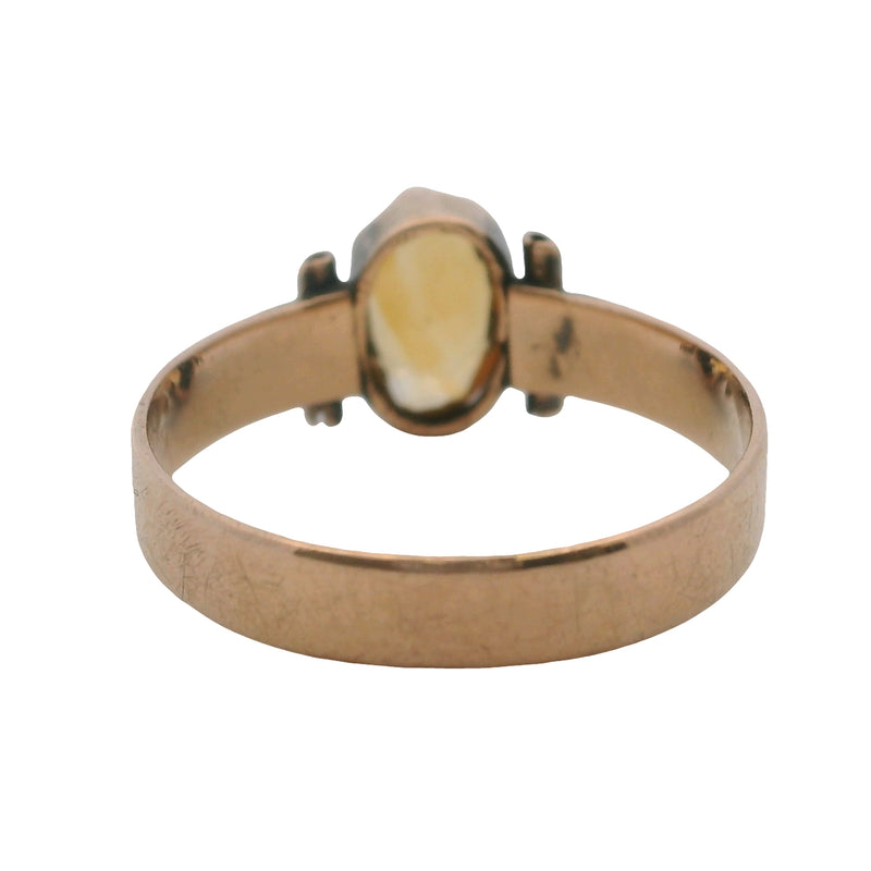 Antique Victorian Solid 10kt Rose Gold and Citrine Solitaire Pinky Ring Size 3.75