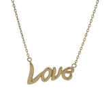 Solid 14kt Yellow Gold "Love" Stationed Pendant Necklace 18.25"