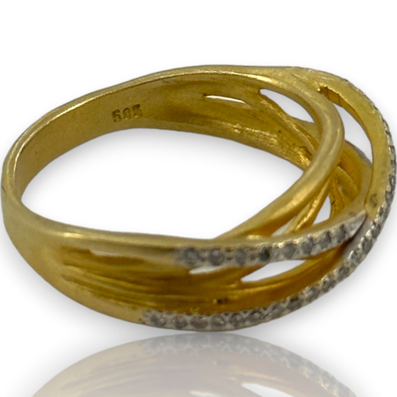 I. REISS Solid 14kt Yellow Gold Gallery Matte-Finish Arch Tube Ring Size 7.5