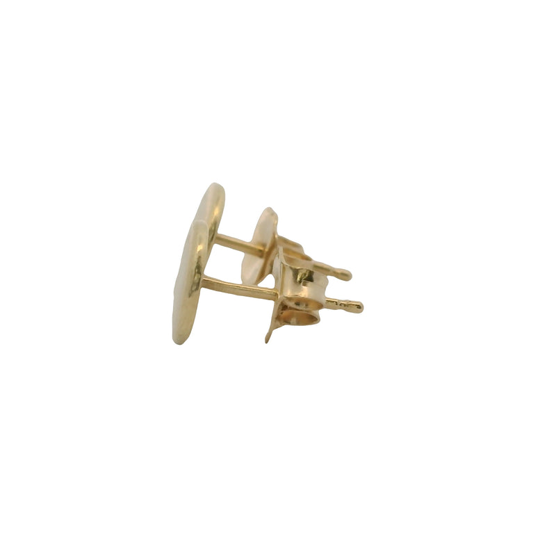 Solid 14kt Yellow Gold 7mm Flat Disc Stud Earrings