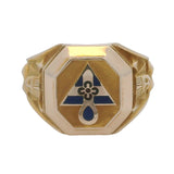 Vintage Solid 10kt Yellow Gold AMORC Rosicrucian Order Ankh and Sphinx Commemorative Ring Size 10
